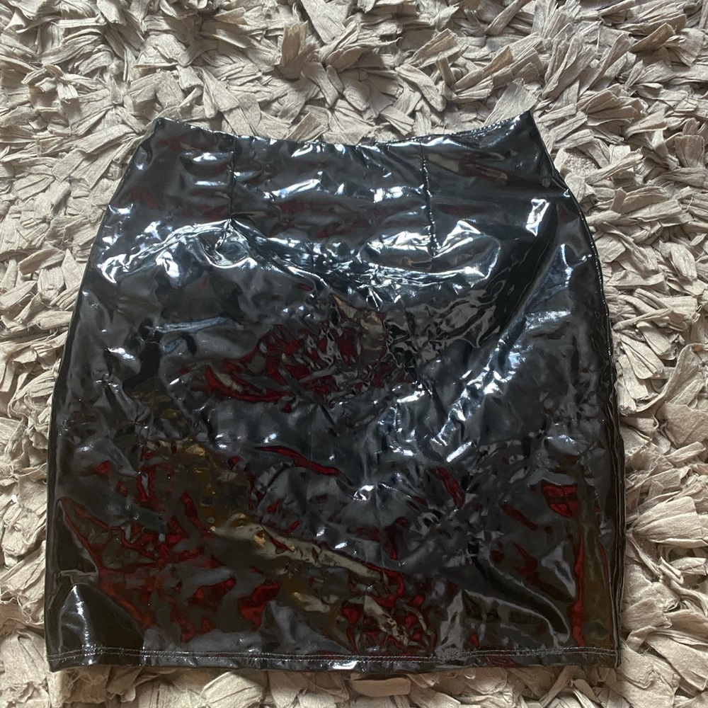Latex mini skirt